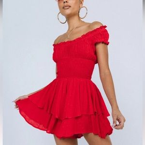 PRINCESS POLLY Love Galore Romper Red Size 8